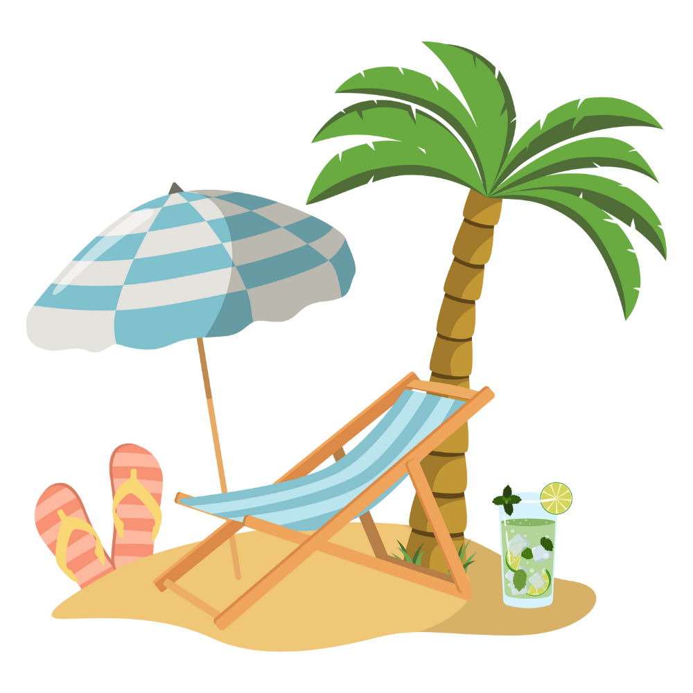 Beach with Palm Tree and Lounge Chair Icon