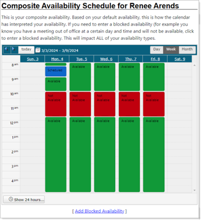 Staff Schedule Screenshot 