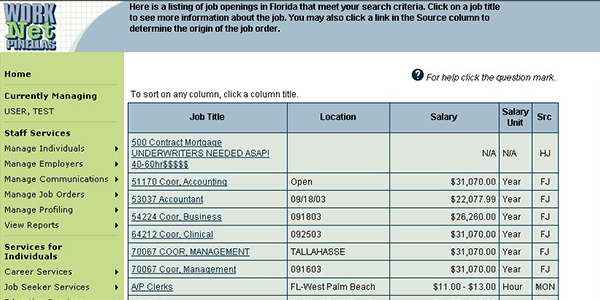 This slide shows a screen shot of job aggregation technology, which was first introduced to Virtual OneStop in 2003.