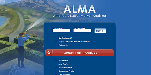 This slide shows a screen shot from America’s Labor Market Analyzer a tool launched in 2010 to provide nationwide access to for economic development analysis.