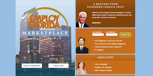 This slide shows a screen shot from Employ Florida. In 2010, this was ranked first in the U.S. Department of Labor’s Tools for America’s Job Seeker Challenge.